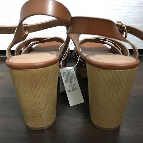 NWT Old Navy Women's Platform Faux Leather Clog Sandals Size 8 Cognac Brown - Picture 7 of 11